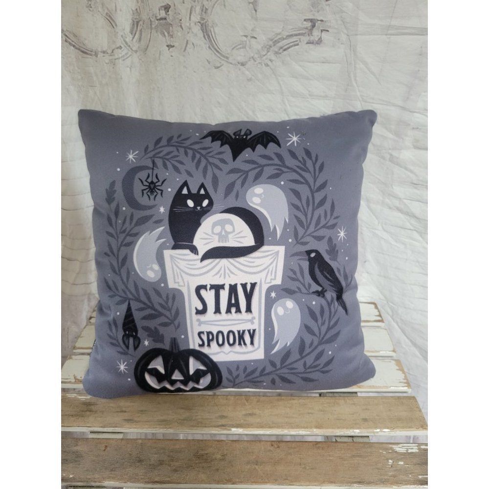 Society 6 cat tombstone Halloween pillow home decor